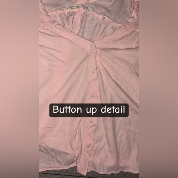 We The Free Women’s Size Large Pink Button Up Oversized Crop Blouse Flowy Sheer - Picture 5 of 6